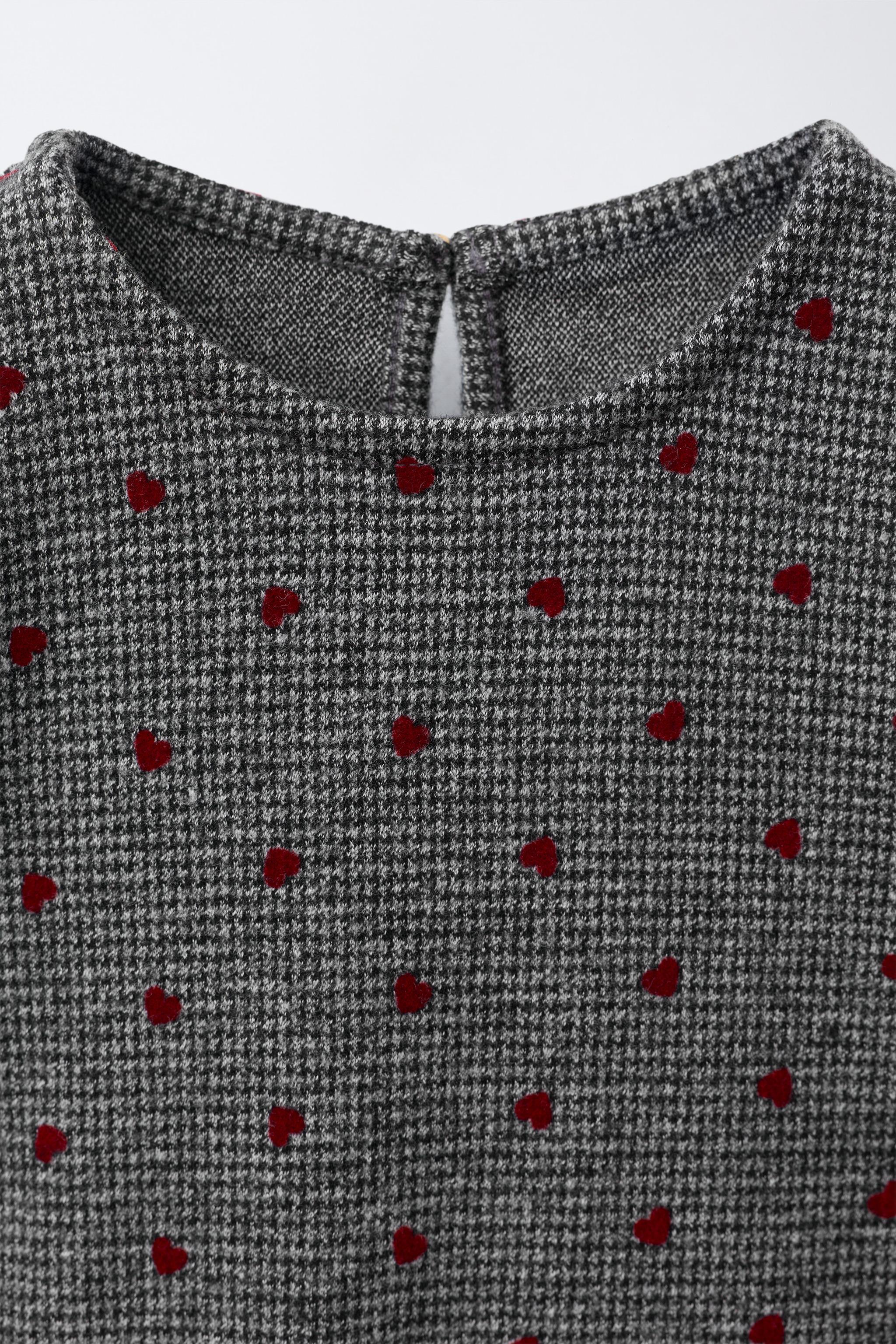 HOUNDSTOOTH FLOCKED HEART DRESS